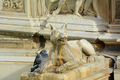 Italy, Siena, Fonte Gaia (detail on the right side)