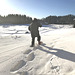 trying out snow shoes