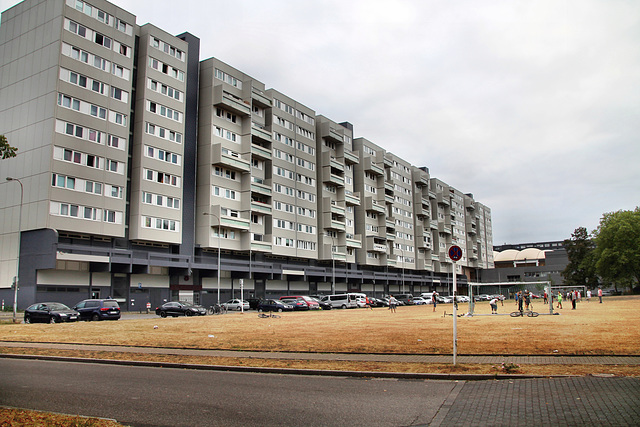 Spielwiese vor dem Wohnhochhaus "Laubfrosch" (Marl) / 27.08.2022