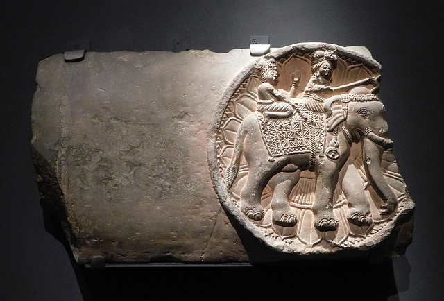 Fragment from a Railing Crossbar with Noblemen Riding an Elephant in the Metropolitan Museum of Art, October 2023