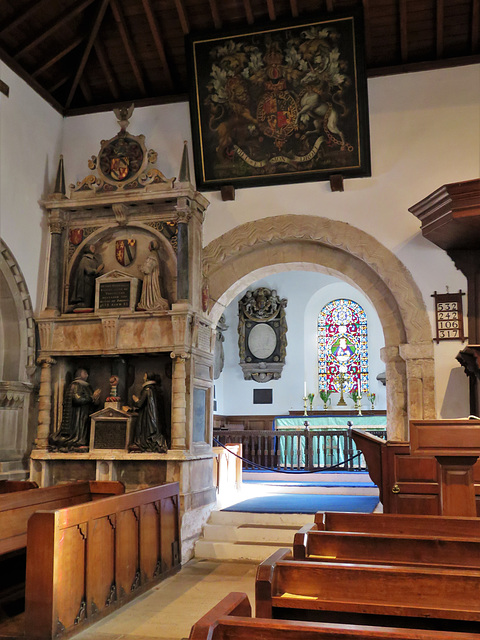 tissington church, derbs (31)tomb of francis +1619 and sir john +1643 fitzherbert next to c12 chancel arch