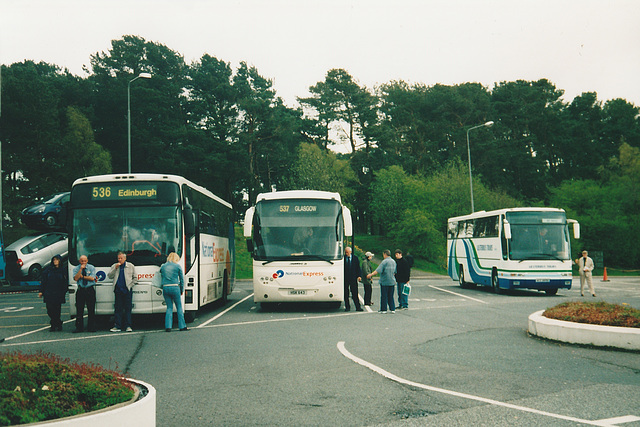 Bebb Travel CN51 XNU, Park's of Hamilton HSK 643 and Ulsterbus ACZ 6692 at Tebay - 4 May 2004