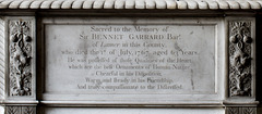 Sir Bennet Garrard 6th baronet (inscription)