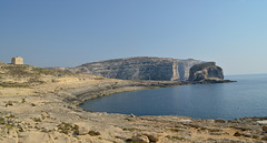 Malta, Gozo, Dwejra Tower and Fungus Rock