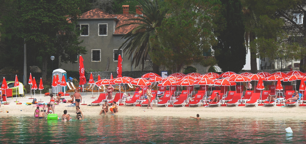 Red Beach Umbrellas