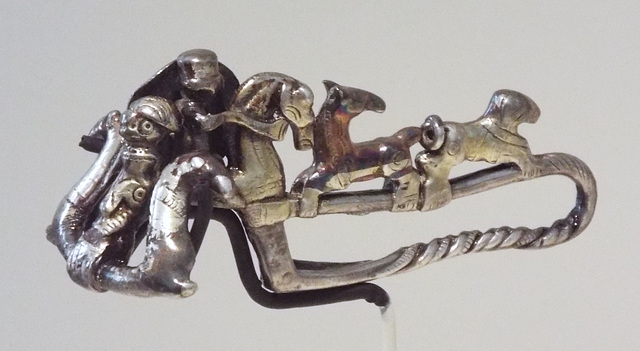 Gilded Silver La Tene II Type Fibula in the Archaeological Museum of Madrid, October 2022