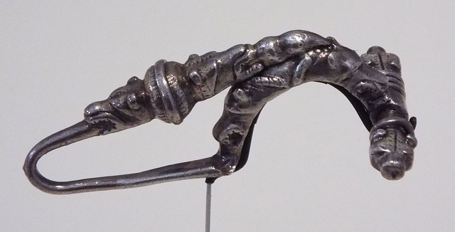 Gilded Silver La Tene III Type Fibula in the Archaeological Museum of Madrid, October 2022