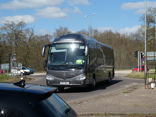 Prospect Coaches (Megabus contractor) PR71 BEC at Barton Mills - 2 Apr 2023 (P1140824)