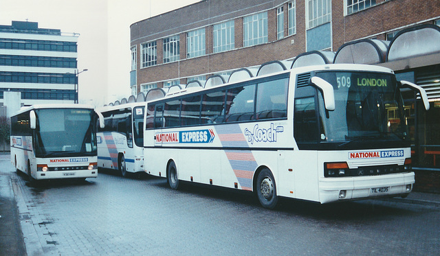 Bebb Travel V32 HAX, X48 CNY and TIL 4035 (R35 AWO, ECZ 4635) at Cardiff - 27 Feb 2001