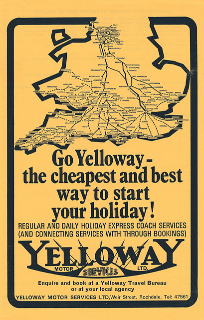 Yelloway Holiday Services leaflet 1970