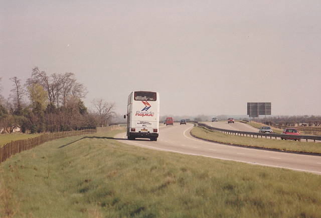 Ambassador Travel 916 (C916 BPW) near Barton Mills – 18 Mar 1990 (113-23)