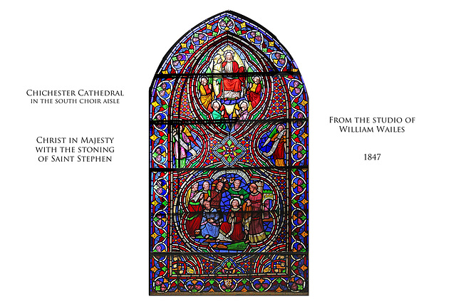 Chichester Cathedral -Christ in Majesty & stoning of S Stephen by Wm Wailes 1847