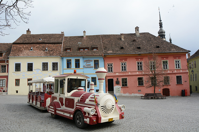 Romania, Sighişoara, Sightseeing Train on the Citadel Square