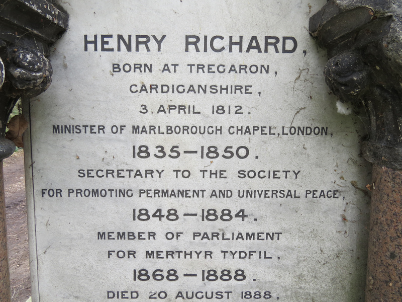 abney park cemetery, london,henry richard, pacifist welsh m.p. +1888