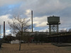 Rheinpark, Strand mit Wasserturm