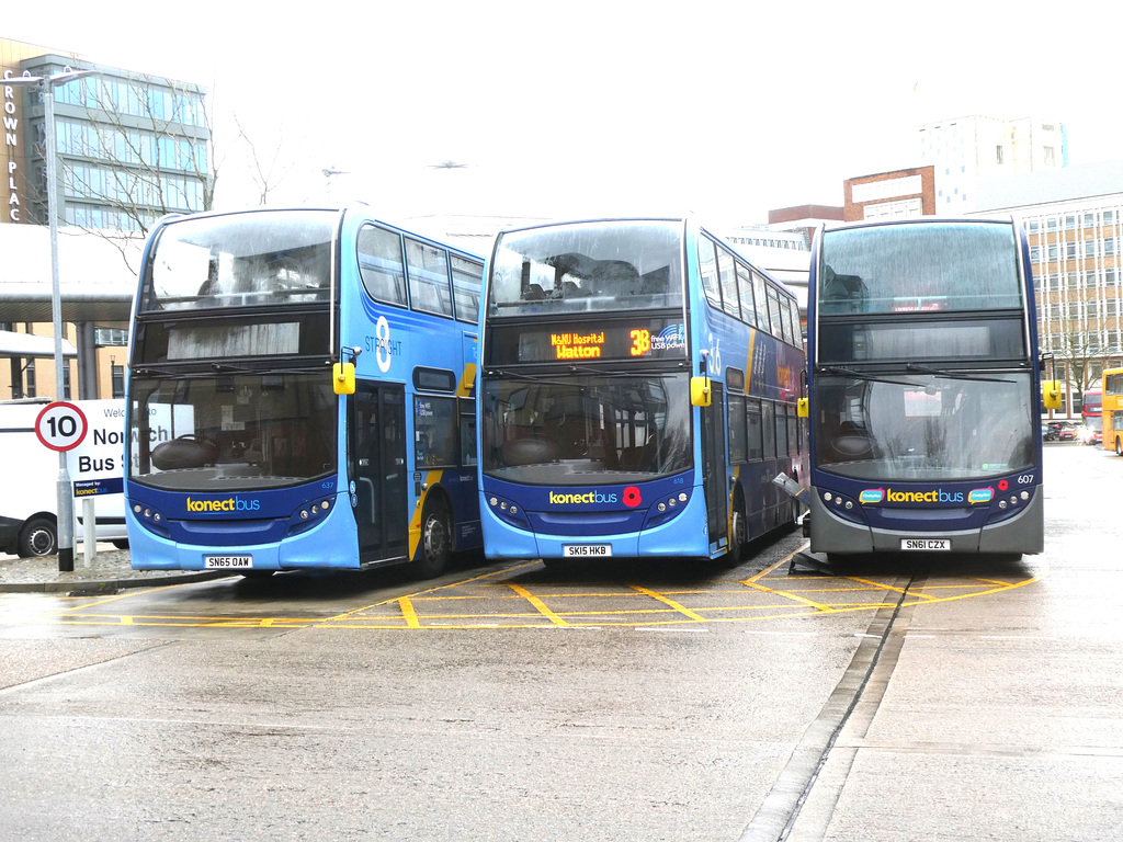 Konectbus (Go-Ahead Group) buses in Norwich - 9 Feb 2024 (P1170371)