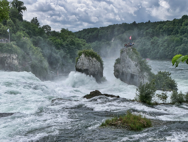 Hochwasser am Rheinfall 2021