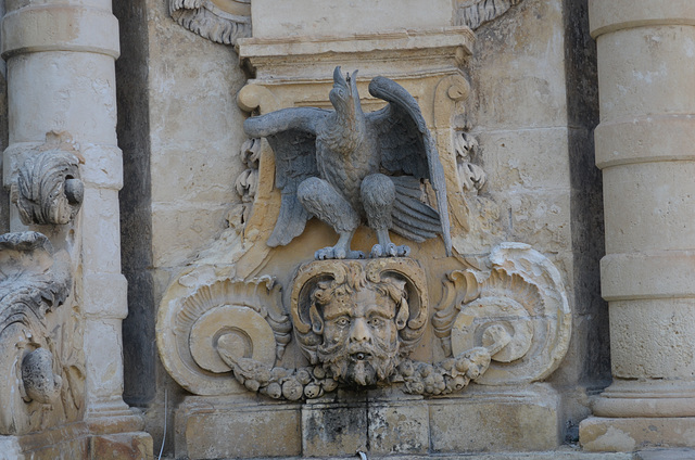 Malta, Valetta, Falcon Fountain at St. George's Square