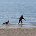 Children playing in the sea