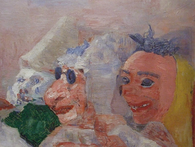 Detail of Masks Confronting Death by James Ensor in MoMA, August 2010