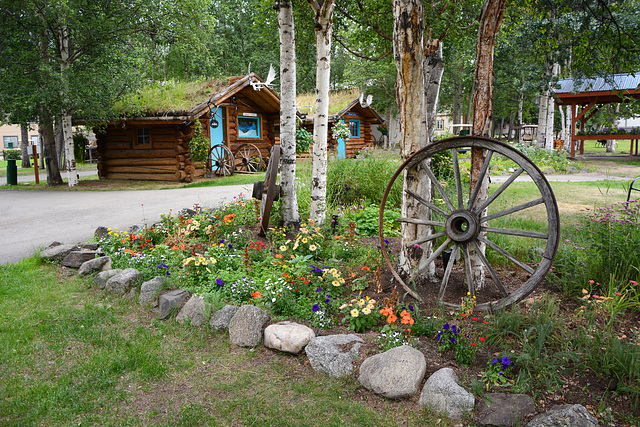 Alaska, Cart Wheel Composition in the Park of Chena Hot Springs