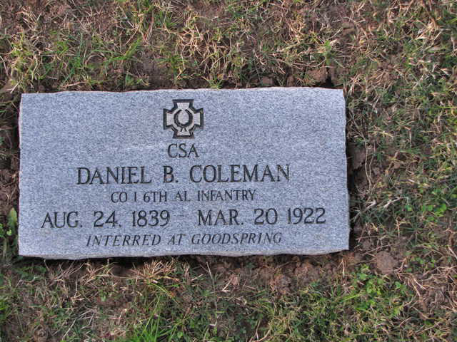 Daniel Boone Coleman (1839-1922) fake grave stone