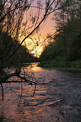 Wertach / sunset at the river Wertach