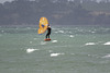 Kite Surfing with a hydrofoil. Manukau Heads