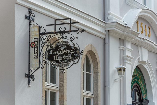 Nasenschild "Goldener Hirsch, Schneeberg/Erz. Nasenschild "Goldener Hirsch, Schneeberg/Erz.