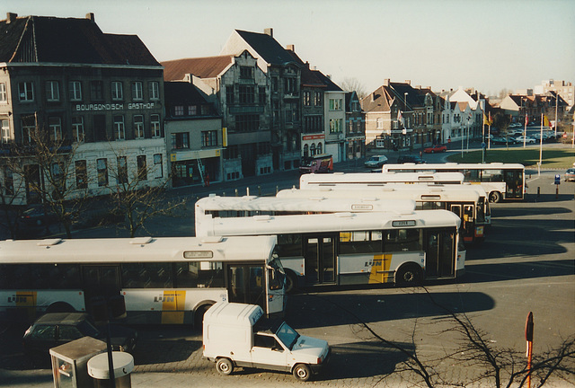 De Lijn liveried buses at Roeselare - 5 Feb 1996