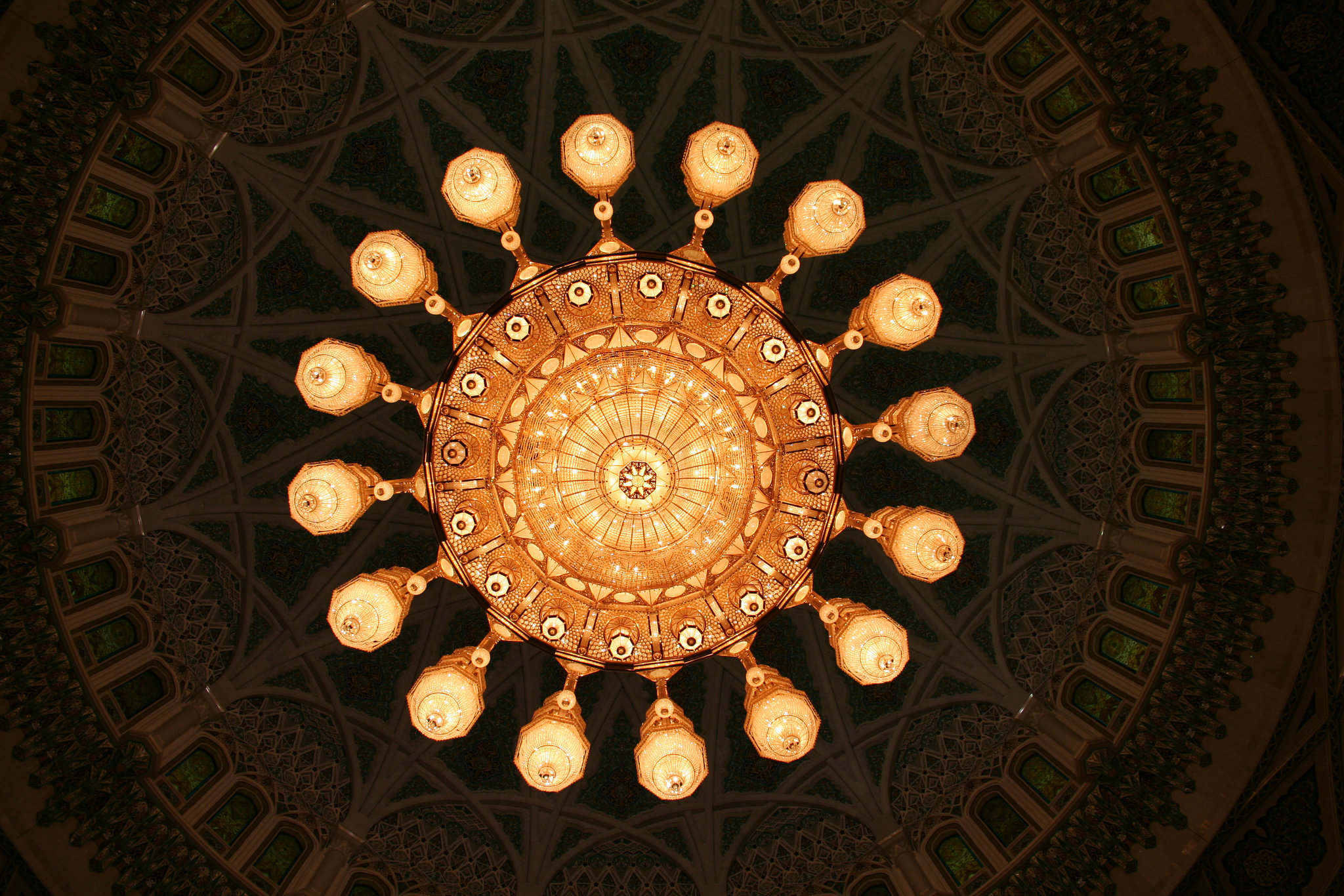 Chandelier in the main mosque in Muscat, Oman.