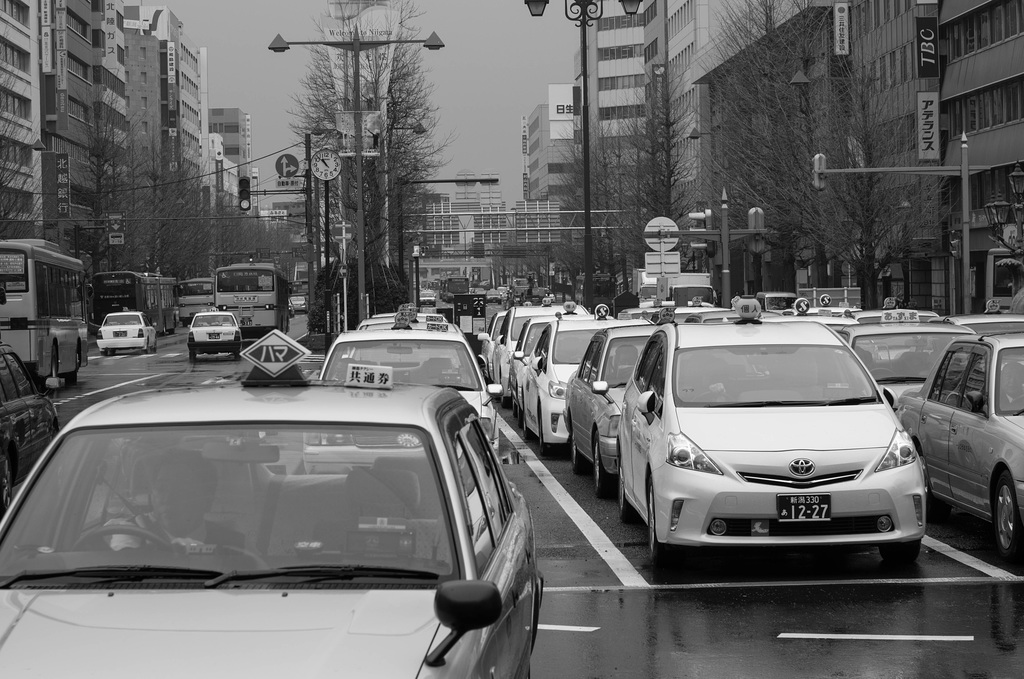 Taxi pool in front of Niigata station