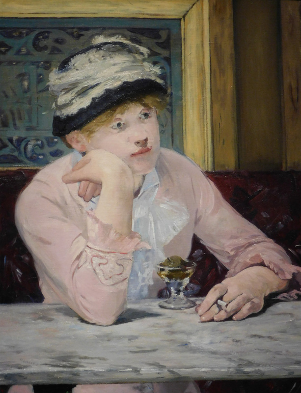 Detail of Plum Brandy by Manet in the Metropolitan Museum of Art, December 2023