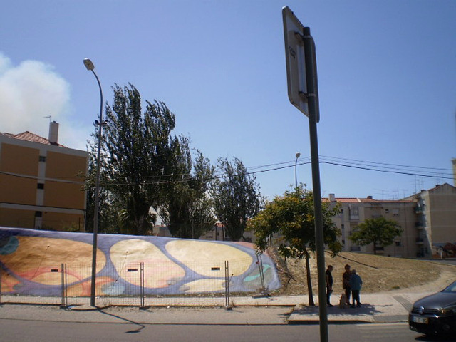 Painting on anti-landslide protection.