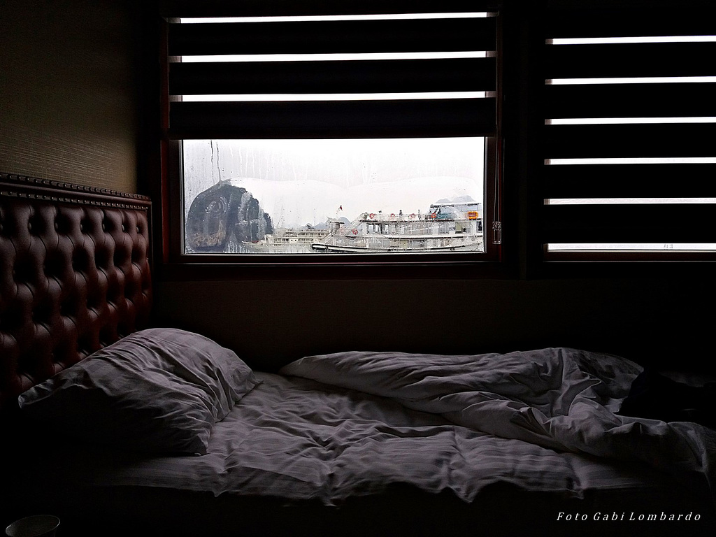 view through a boat window (Halong Bay-Vietnam)