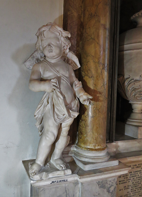 chelmsford cathedral, essex  (32)cherub on c18 tomb of benjamin mildmay, earl fitzwalter +1756