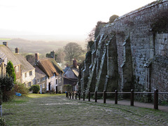 shaftesbury gold hill, c13 etc abbey precinct wall buttresses
