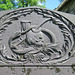 penshurst church, kent (25)c19 slate gravestone of  henry weller +1838, with snake ouroboros, skull, scythe and hourglass