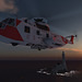 Coast Guard Chopper at Dusk on Patrol