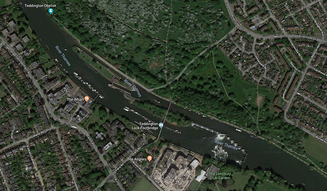 London Teddington Locks satellite view