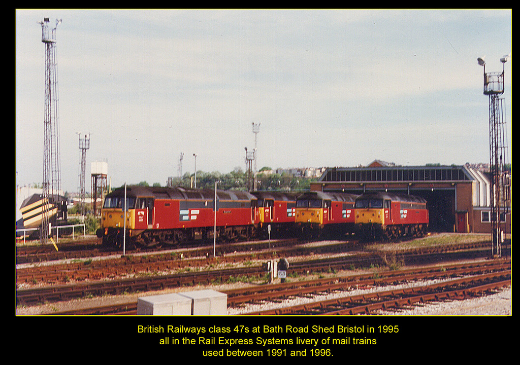 BR class 47s in RES livery Bristol Bath Rd 1995 b