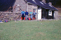 Alan,Malc, Jim and Neil at Shenavall Bothy 13th May 1996.