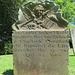 penshurst church, kent (16)c18 gravestone of elizabeth winnifrith +1742; skull, cherub, book, trumpet