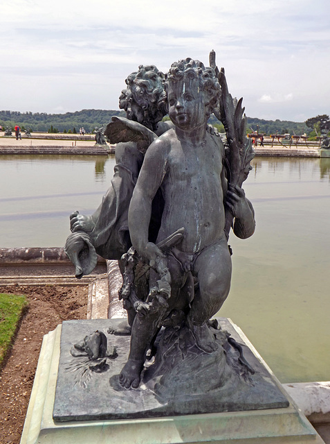 Child and Two Cupids Statue in the Gardens of Versailles, June 2013