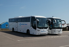 Cambridge Tours YN63 BYR and Alfa Coaches 118 (BV20 HNB) at Southwold - 17 Jul 2022 (P1120539)