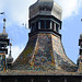 Romania, Sighişoara, Colorful Mosaic of the Top of the Clock Tower