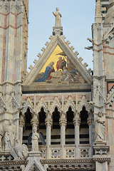 Italy, The Top of the Right Nave Facade of the Duomo di Siena