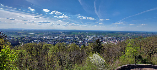 View from Wachenburg towards Weinheim, Mannheim at the horizon, far left