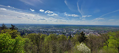 View from Wachenburg towards Weinheim, Mannheim at the horizon, far left