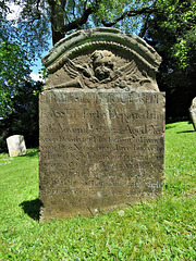 penshurst church, kent (7)c18 gravestone of joseph bassett +1752; cherub, trumpet and nice epitaph